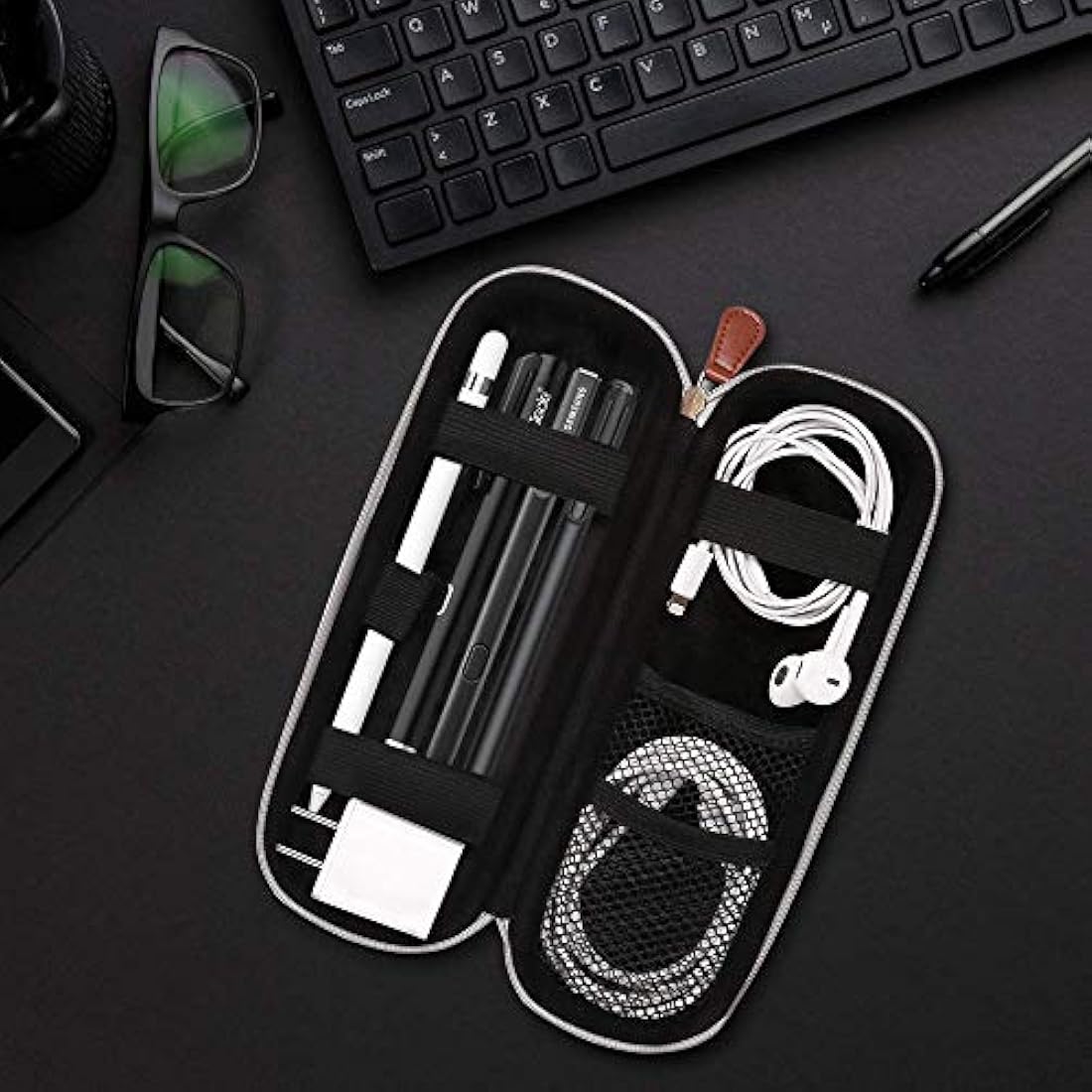 AGPTEK - Funda de piel sintética cables, usb,
