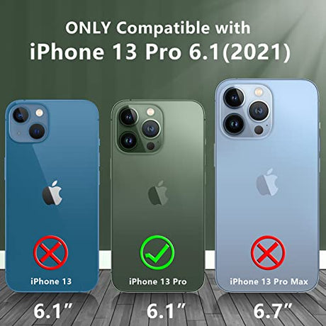 JUSTCOOL Funda transparente diseñada para iPhone 13 Pro, [no amarillea] [protección contra caídas de grado militar] funda delgada y transparente para iPhone 13 Pro de 6.1 pulgadas (transparente)