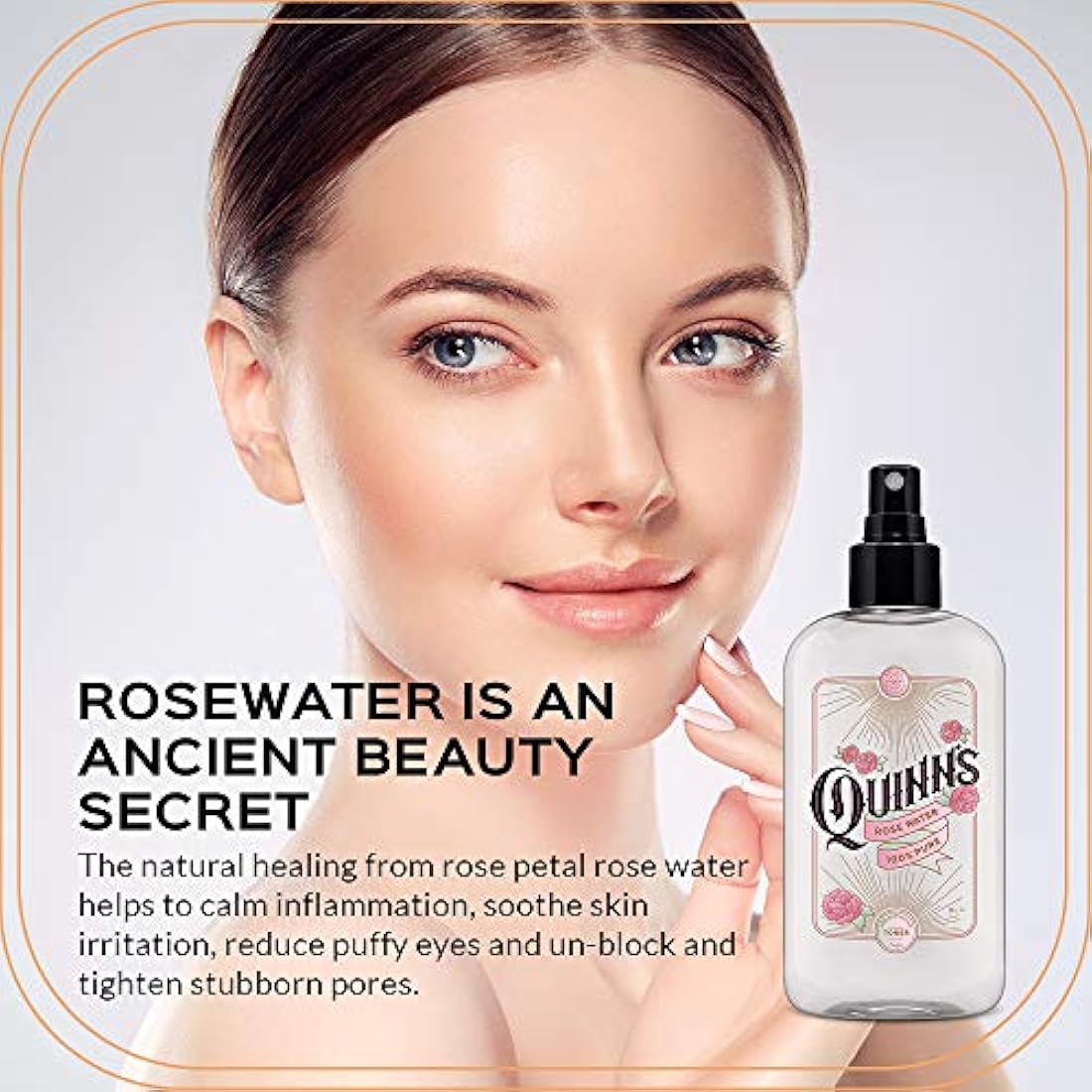 Spray de agua rosa de Quinn. Tóner facial con roseta pura