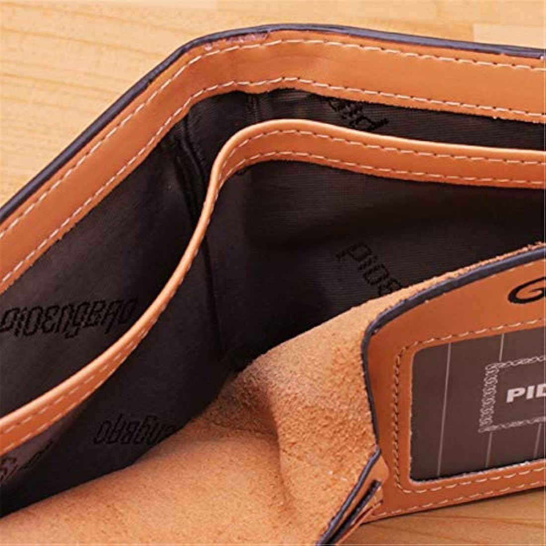 Cartera de piel para hombre, delgada
