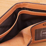 Cartera de piel para hombre, delgada