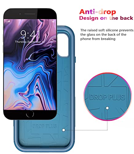 Diverbox Funda para iPhone 8 Plus, iPhone 7 Plus [a prueba de golpes] [a prueba de gotas] [a prueba de polvo], funda de protección resistente para Apple iPhone 8 Plus y 7 Plus (azul)
