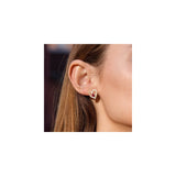 Aretes de plata chapados en oro rosa con piedra para mujeres