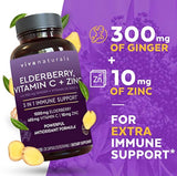 Vitamina C, Zinc, Vitamina D 5000 IU y jengibre 120 cápsulas