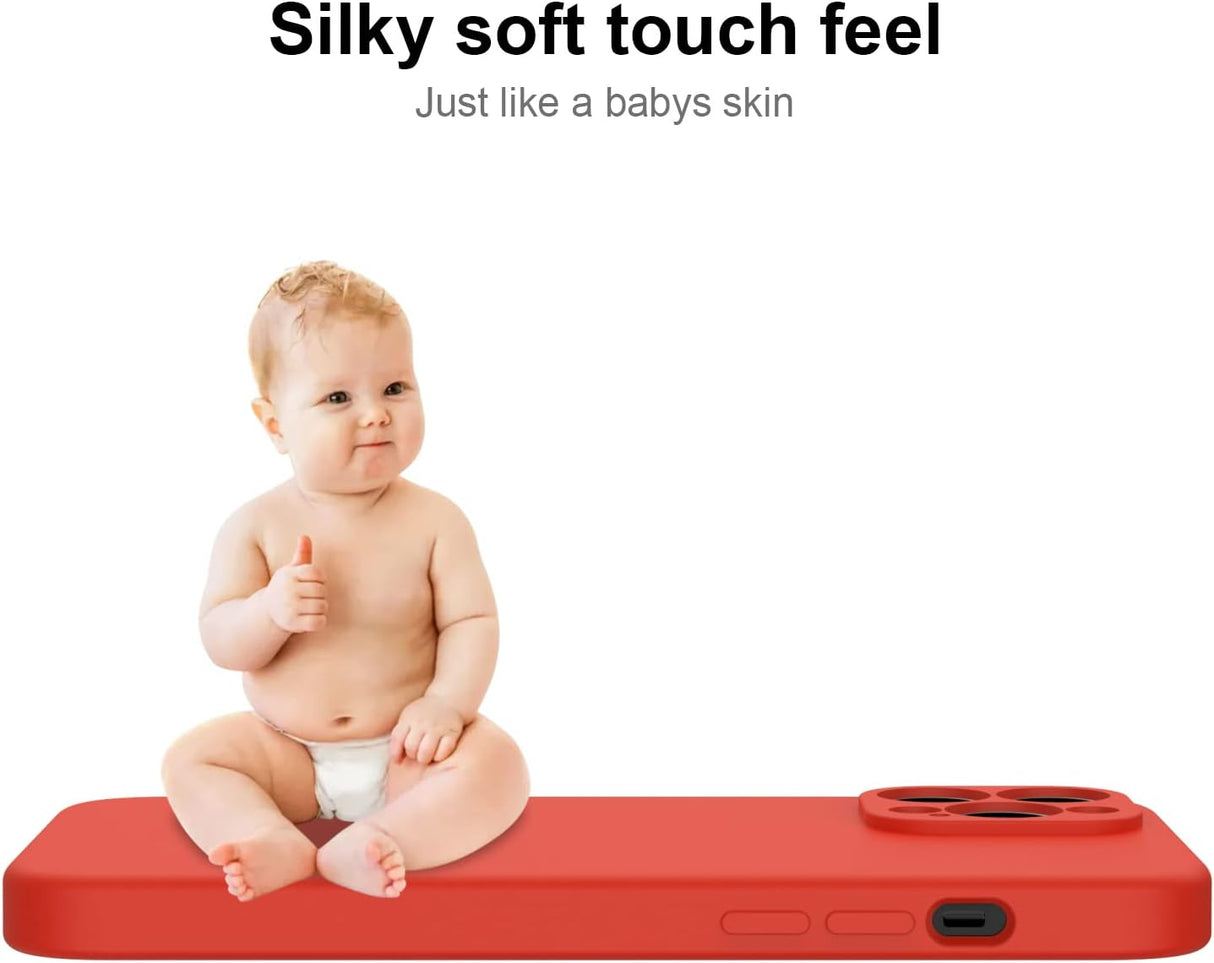 DEENAKIN Funda para iPhone 13 Pro Max con protector de pantalla, cubierta de goma de gel de silicona líquida suave y duradera para iPhone 13 Pro Max de 6.7 pulgadas, color rojo