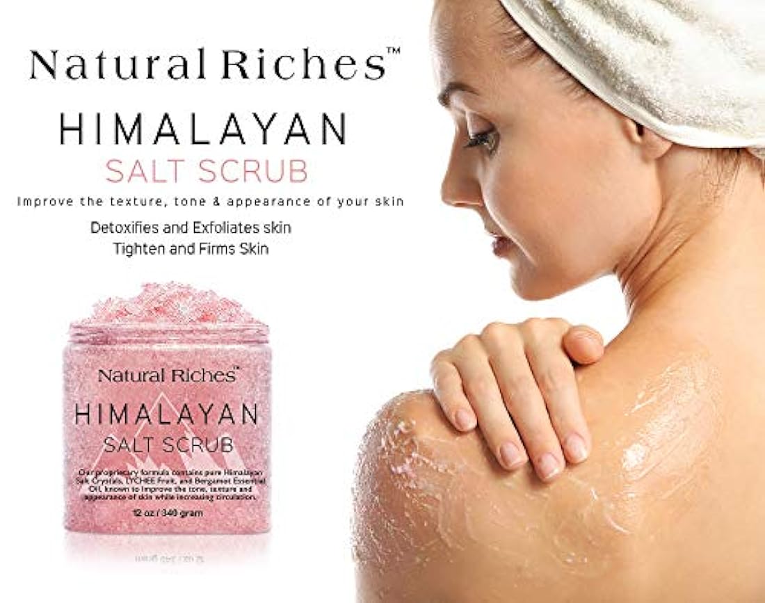 Exfoliante corporal de sal del Himalaya (12 onzas / 340 gm