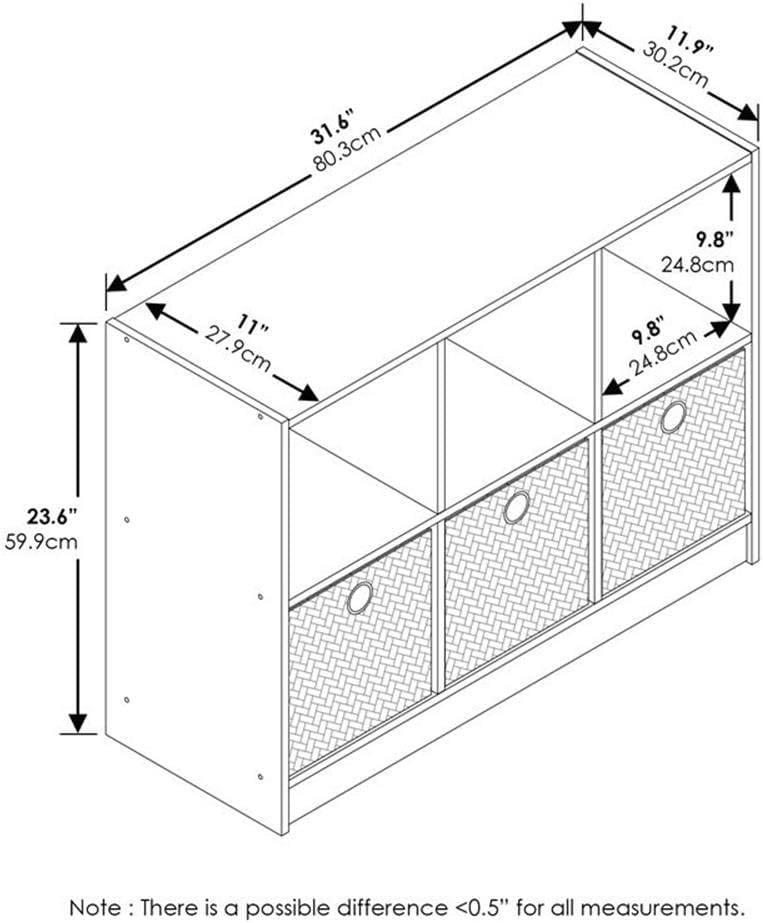 Estantería de Cubos Furinno, 3x2, con Cajas de Almacenaje