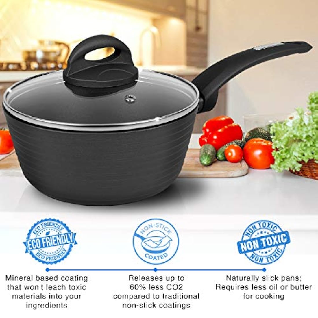 olla con tapa de 1.7 cuartos negra NUTRICHEF PRTNCCW12SP