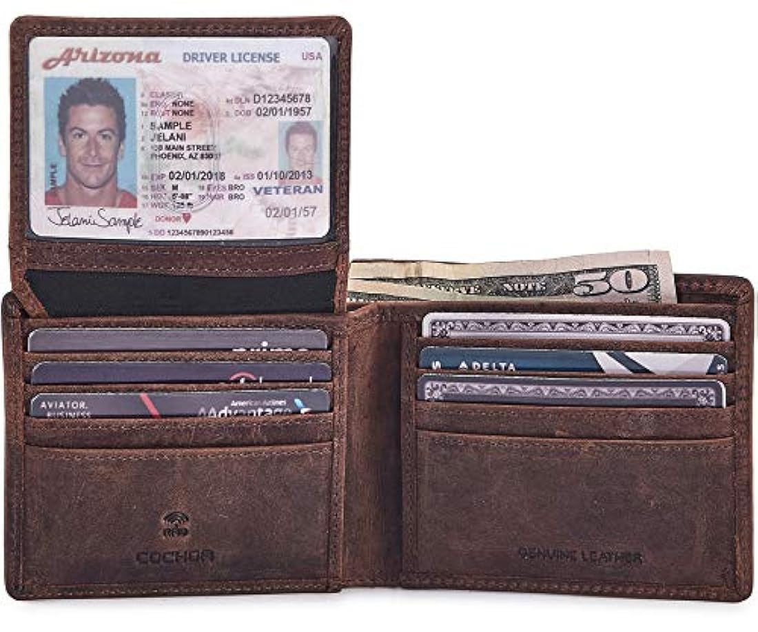 COCHOA Cartera plegable elegante con bloqueo RFID de viaje