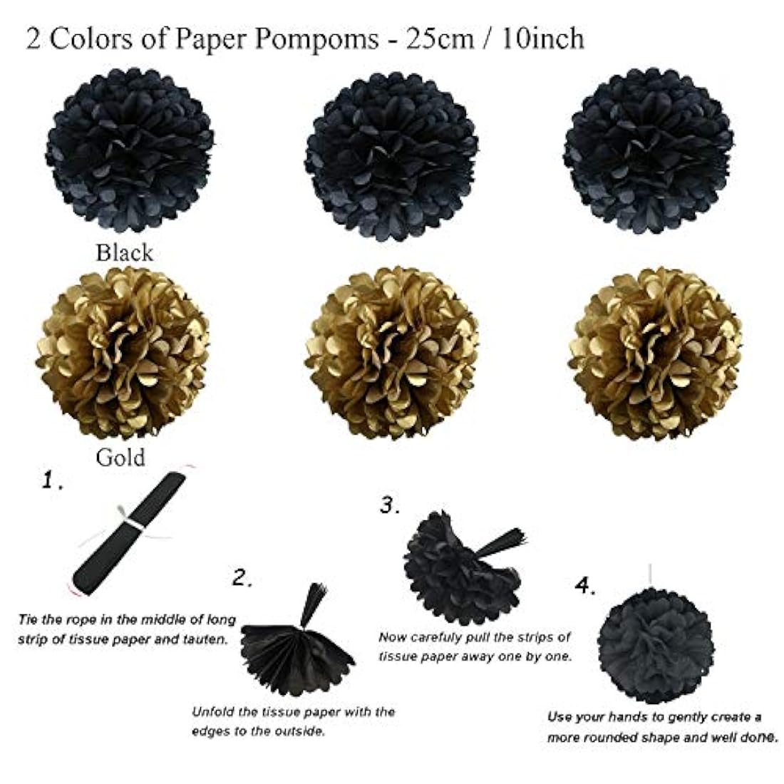 Decoraciones en negro y dorado,para fiesta. Marca Pyle