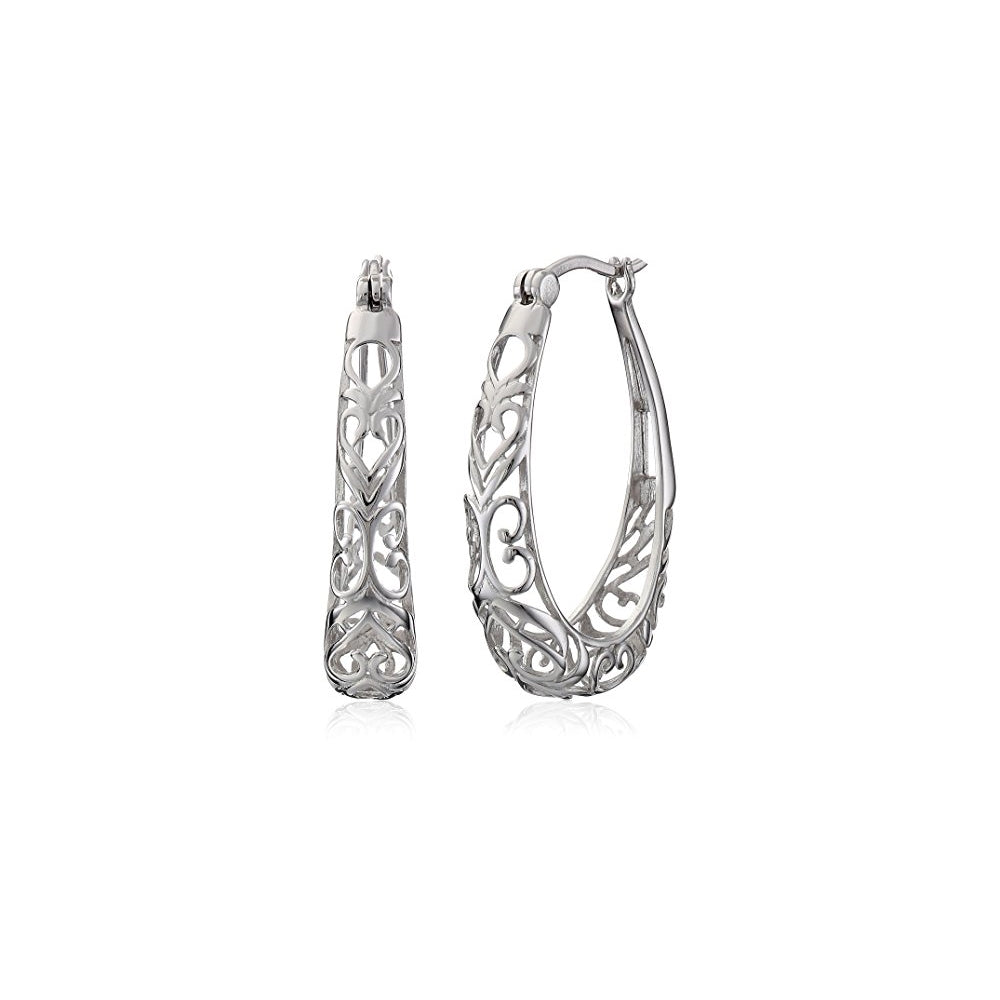 Aretes de aro de filigrana de plata esterlina