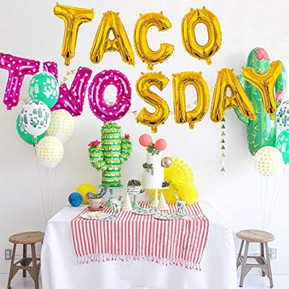Kit de decoración Pancarta de Taco de dos días, globos