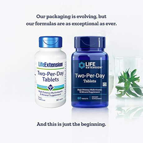 Life Extension Dos por día (suplemento multivitaminas y minerales de alta potencia), 60 tabletas