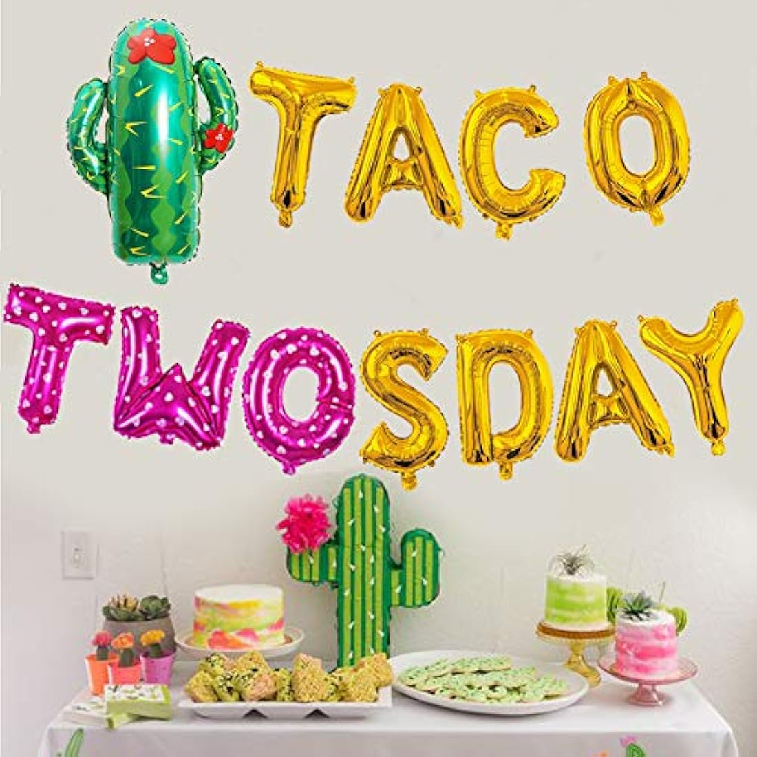 Kit de decoración Pancarta de Taco de dos días, globos