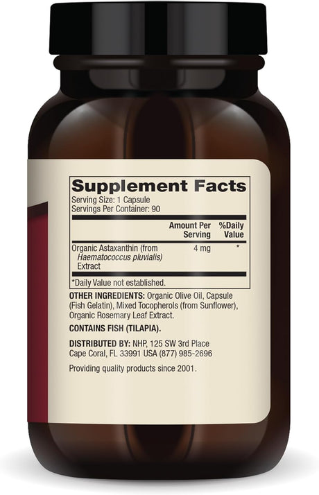 Suplementos Astaxantina 4 mg  90 cáp sin OMG soja  sin gluten