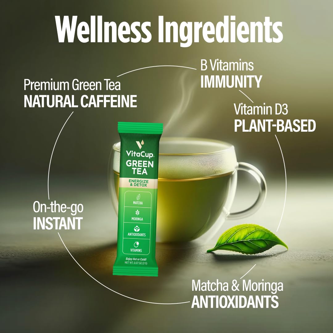 VitaCup Té Verde en Sobres, Energía y Detox, 24 unidades