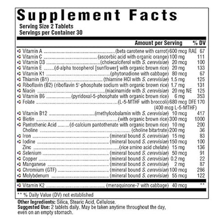 MegaFood, Multi para mujeres, apoya la salud y el bienestar óptimos, multivitamina y suplemento dietético mineral, sin gluten, vegetariano, 60 comprimidos (30 porciones)