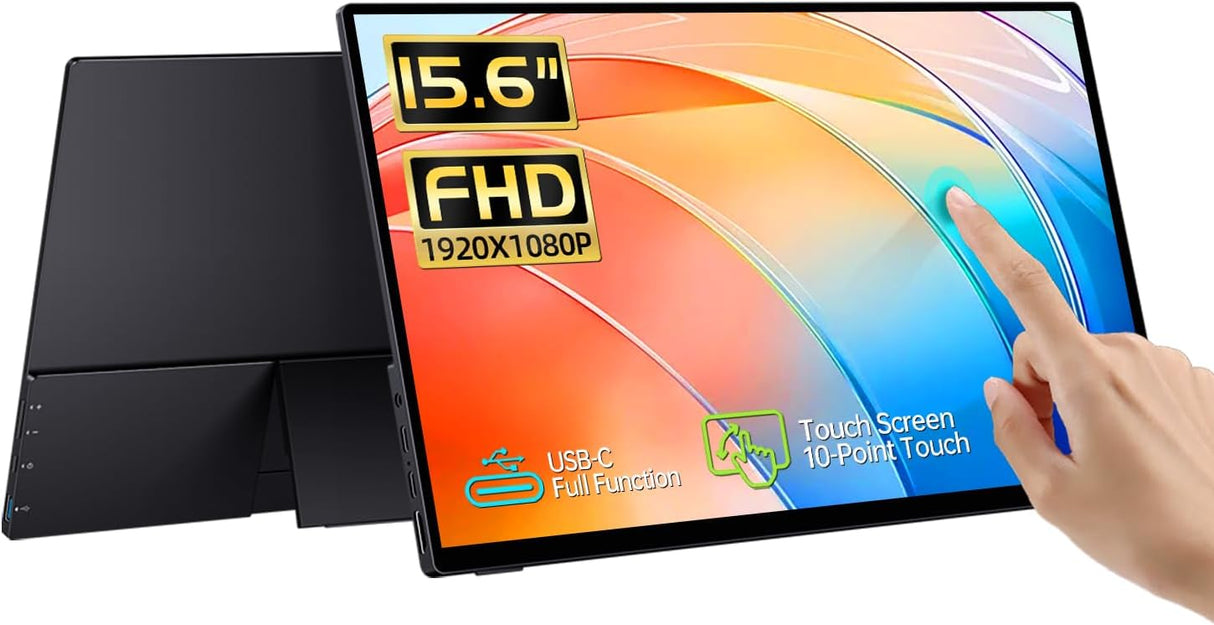 Monitor Portátil Táctil FHD 15.6 con Soporte y Altavoces