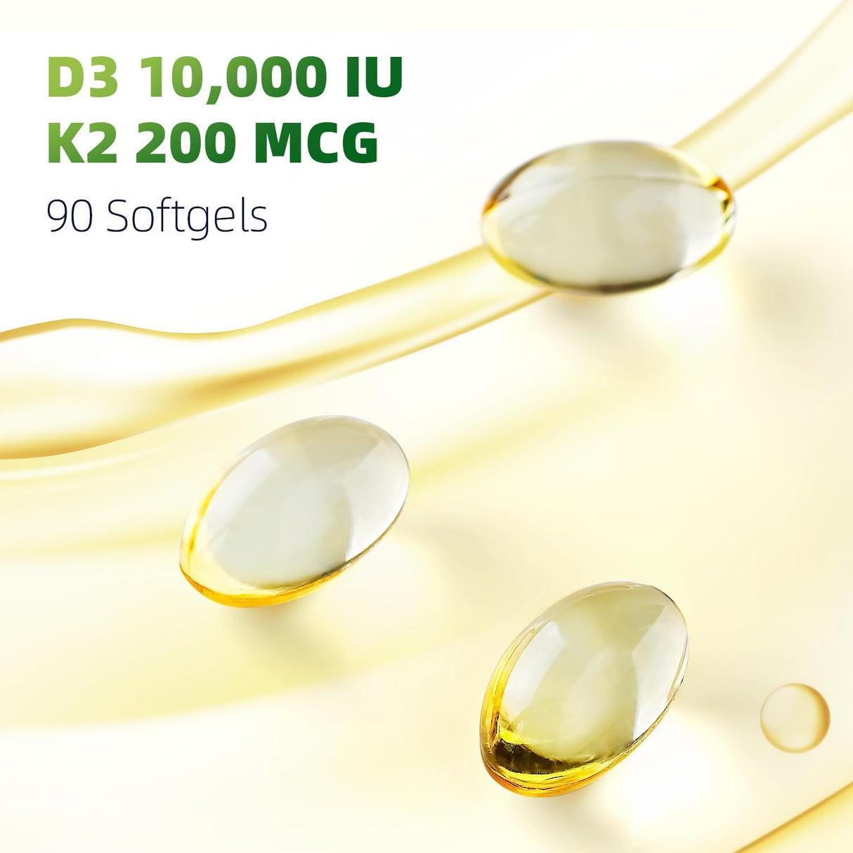 Suplemento Vitamina D3 K2 10000 IU + K2 200 mcg 90 cápsulas