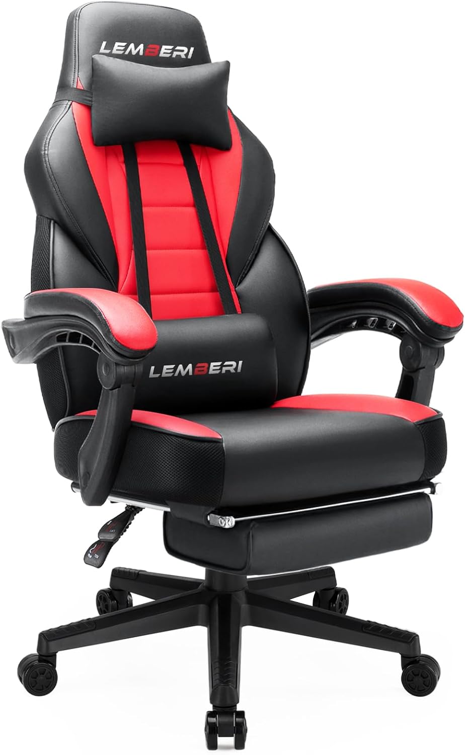Silla de videojuegos con reposapiés, soporte lumbar y modelo Racing