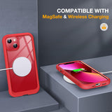 Miracase Compatible with iPhone 13 case 6.1 inch, 2021 Upgrade Full-Body Glass Clear Case Bumper Case with Built-in 9H Tempered Glass Screen Protector for iPhone 13-Red