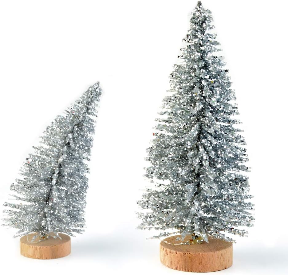 Yookat 40 Piezas Árboles de Navidad Artificiales con Base de Madera