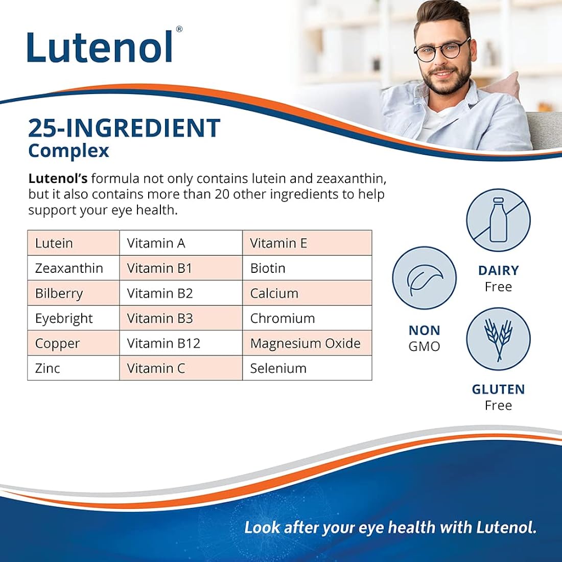 Suplemento para apoyar la visión con vitaminas oculares 60un