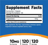 Nutricost Pregnenolona 10mg, 120 Cápsulas Vegetarianas