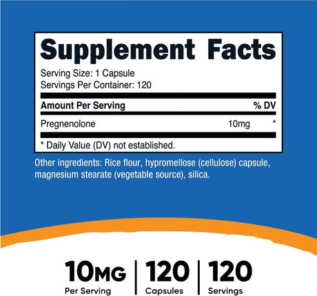 Nutricost Pregnenolona 10mg, 120 Cápsulas Vegetarianas