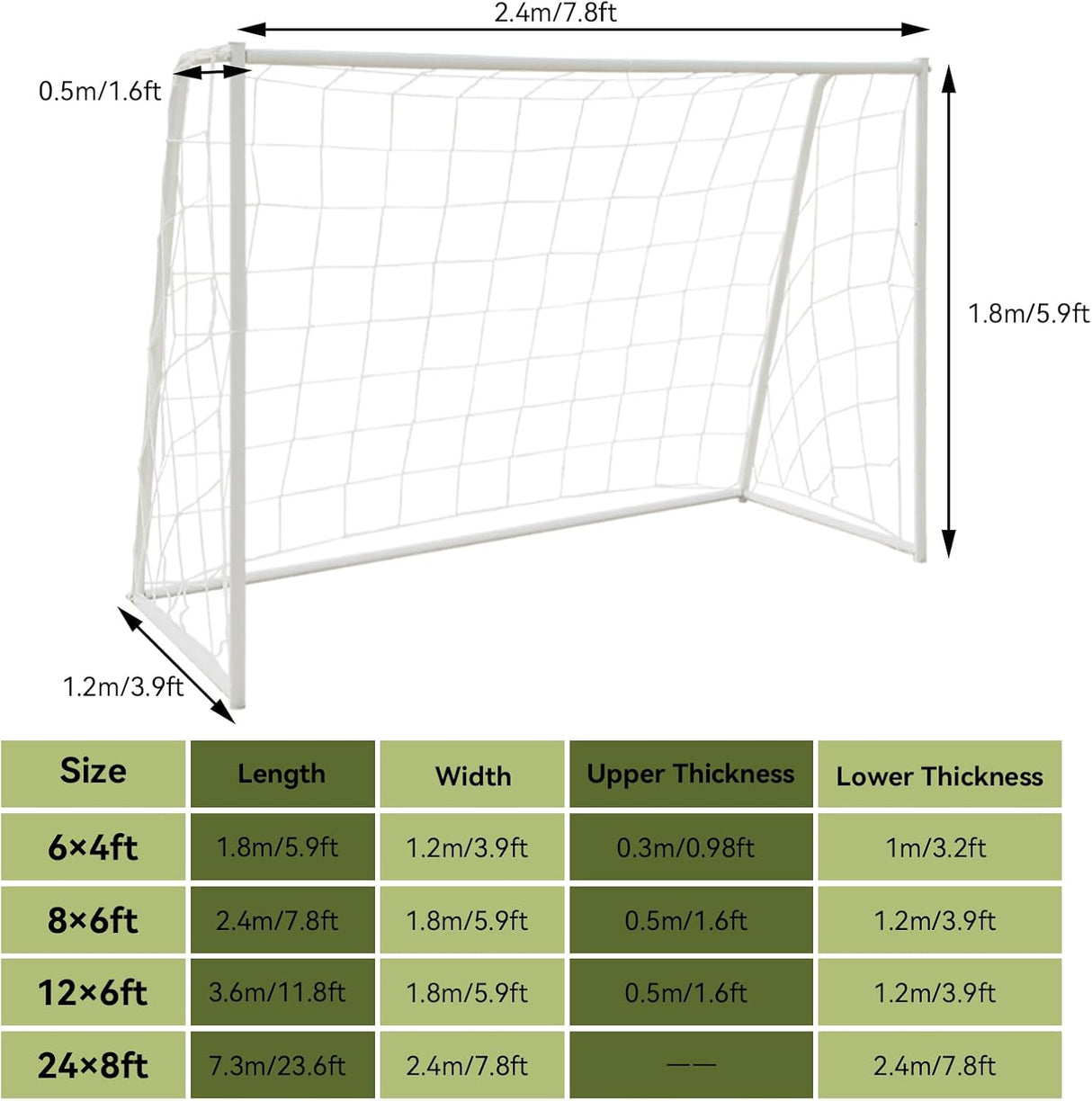Red de portería de fútbol para entrenamiento y juegos
