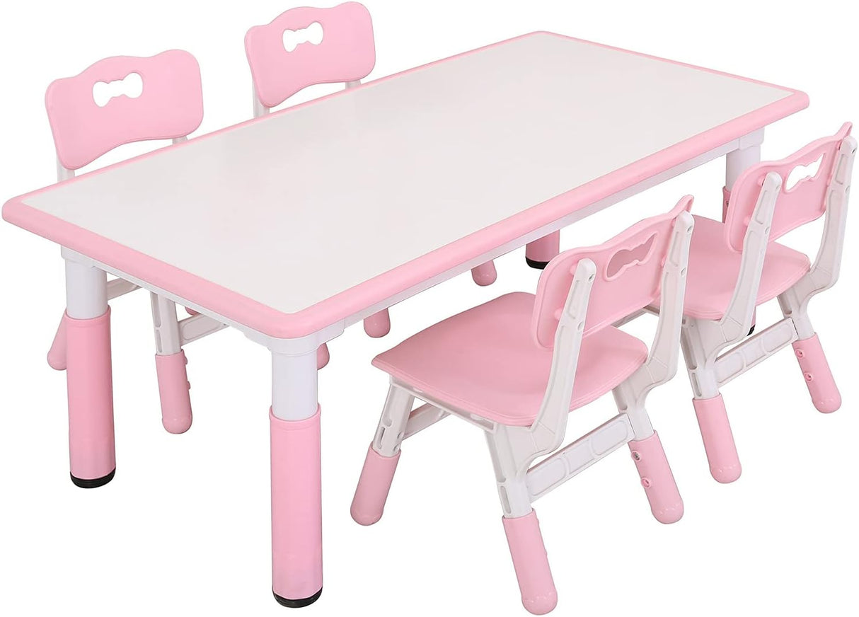 Juego de mesa de plástico ajustable en altura con 4 asientos