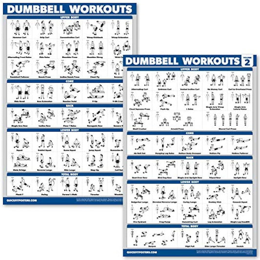 Pósters  2 pósteres para ejercicios con mancuernas