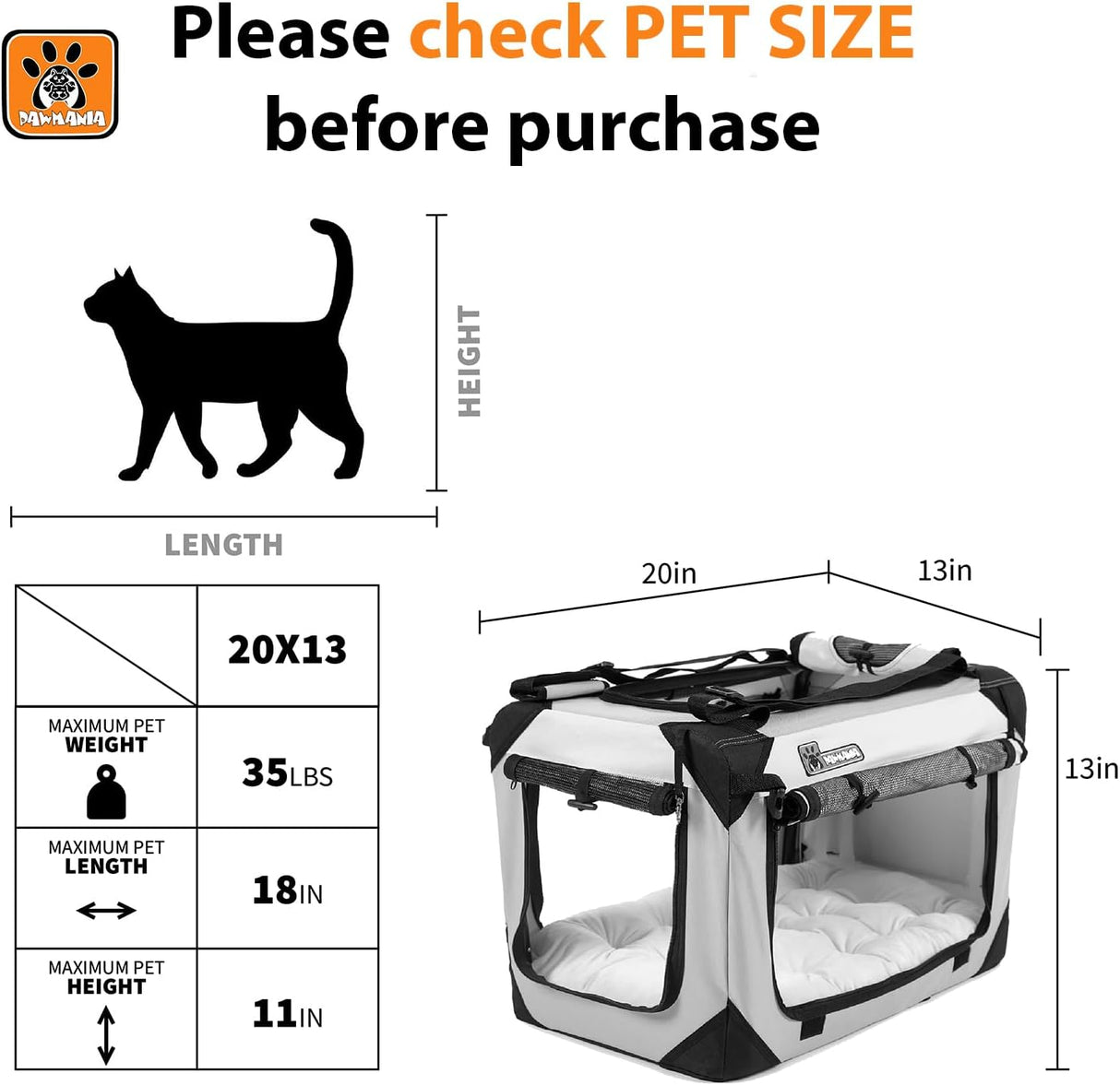 Transportín Extra Grande para Gatos y Perros, Plegable, Suave