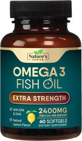 Suplemento de Omega 3 Fish Oil, 2400 mg, 60 cápsulas