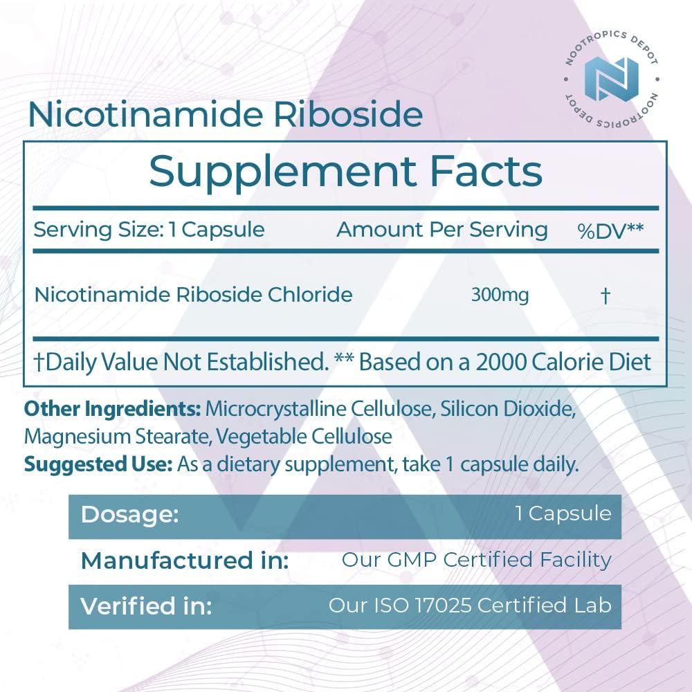 Cápsulas de Ribósido de Nicotinamida | 300mg | Precursor NAD+