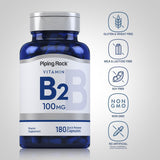 Vitamin B2 Piping Rock 100mg 180 Cápsulas Vegetarianas