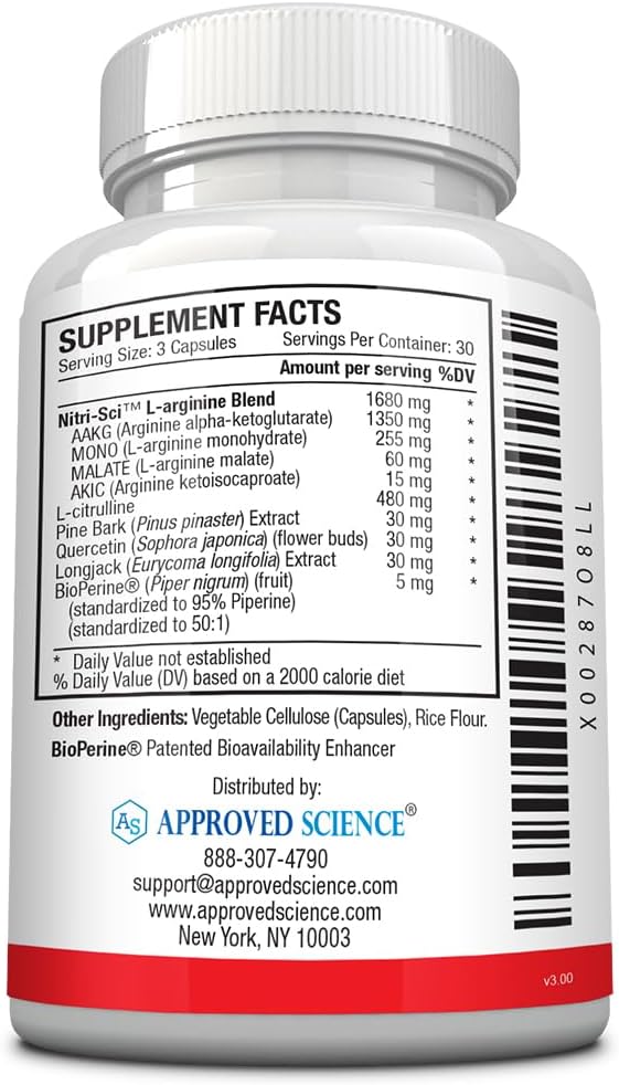 Approved Science Nitric Oxide MD Desarrollo muscular 90 cáp