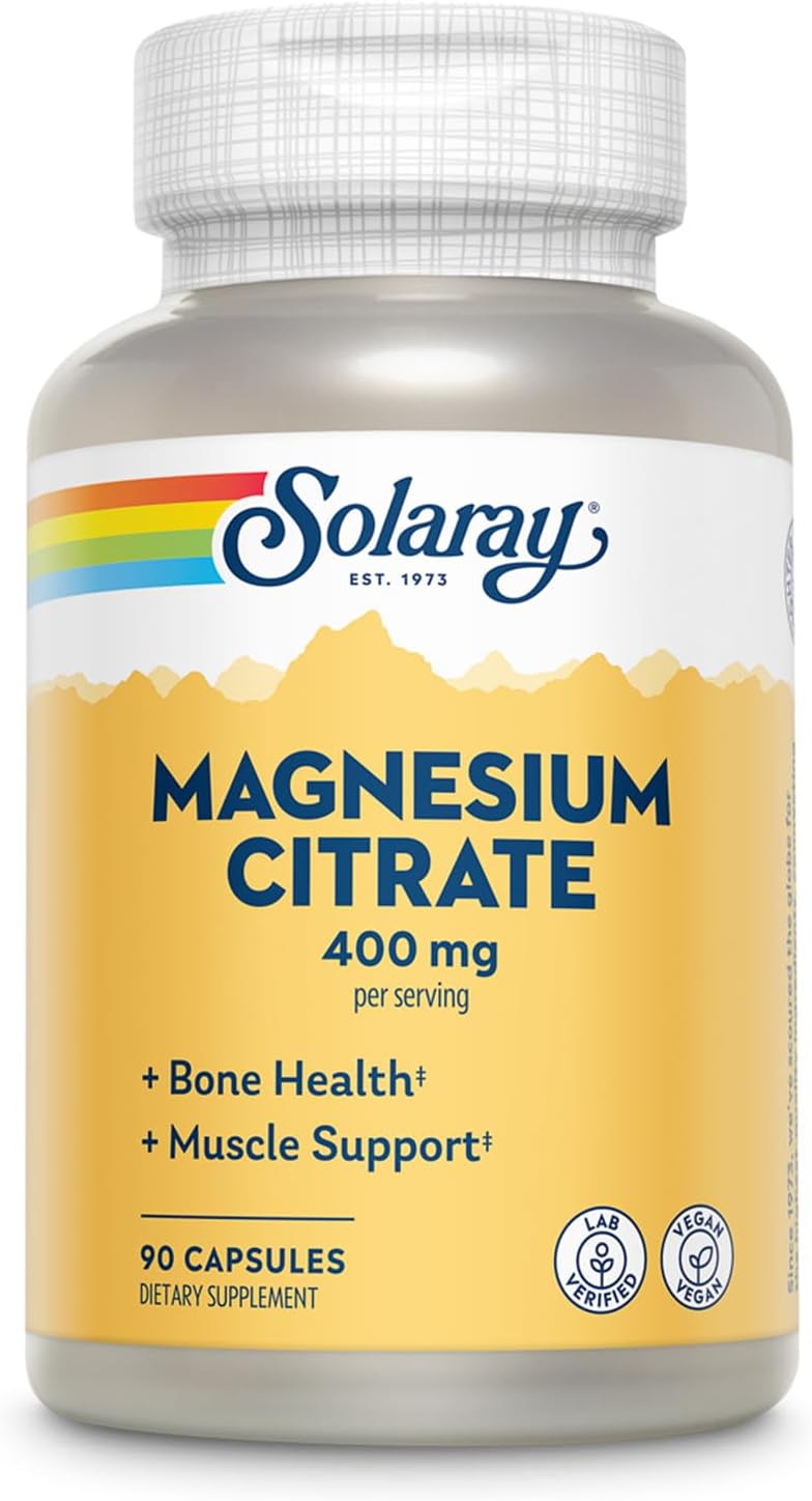 Solaray Magnesio Citrato - Cápsulas para Energía, Huesos y Corazón