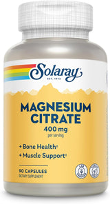 Solaray Magnesio Citrato - Cápsulas para Energía, Huesos y Corazón