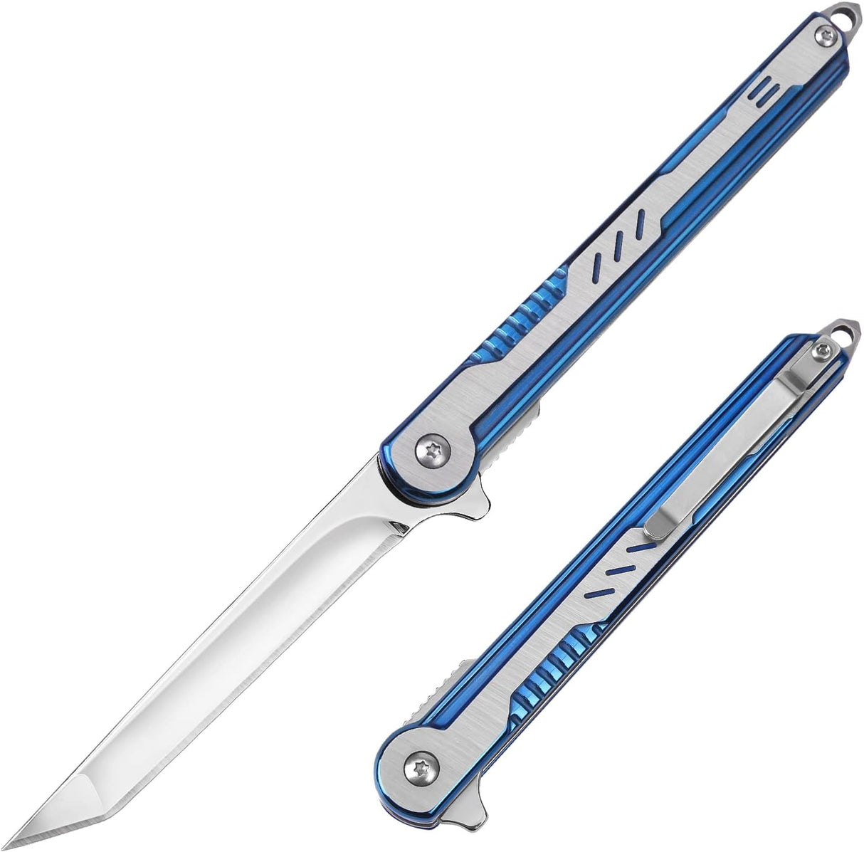 Cuchillo de bolsillo EDC para mujer plegables con hoja azul