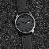 Reloj de pulsera de cuero negro para hombres