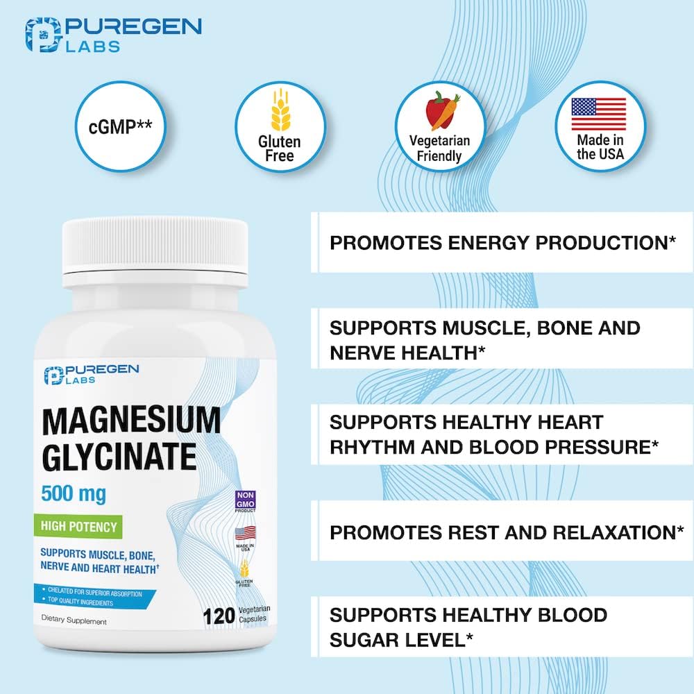 Magnesio Glicinato 500mg Veggie Caps, Alta Absorción, 240 cápsulas