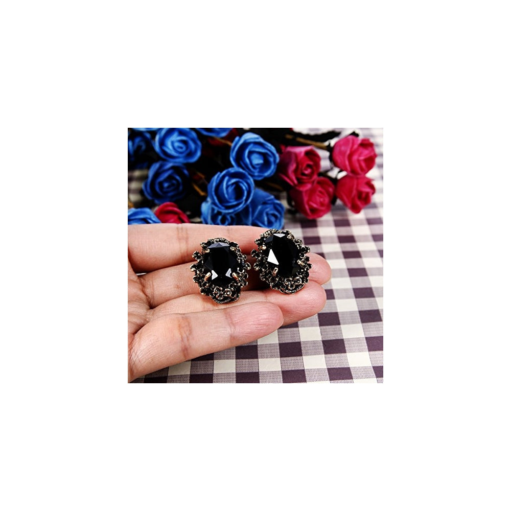 Aretes de clip ovalados estilo victoriano con diseño
