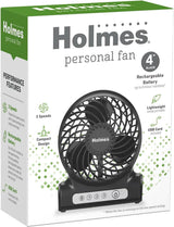 HOLMES Ventilador Personal 4, Recargable, 3 Velocidades, Portátil
