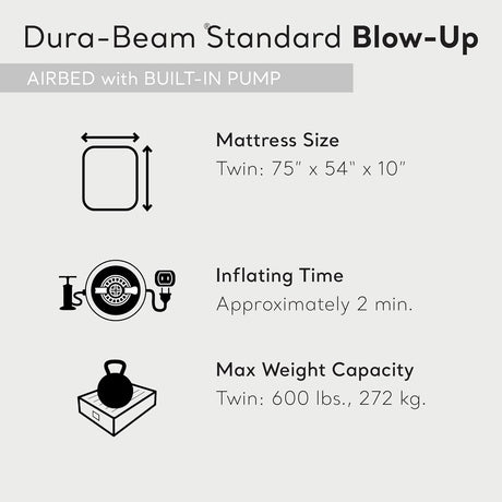 Colchón de aire clásico con bomba interna, modelo Dura-Beam