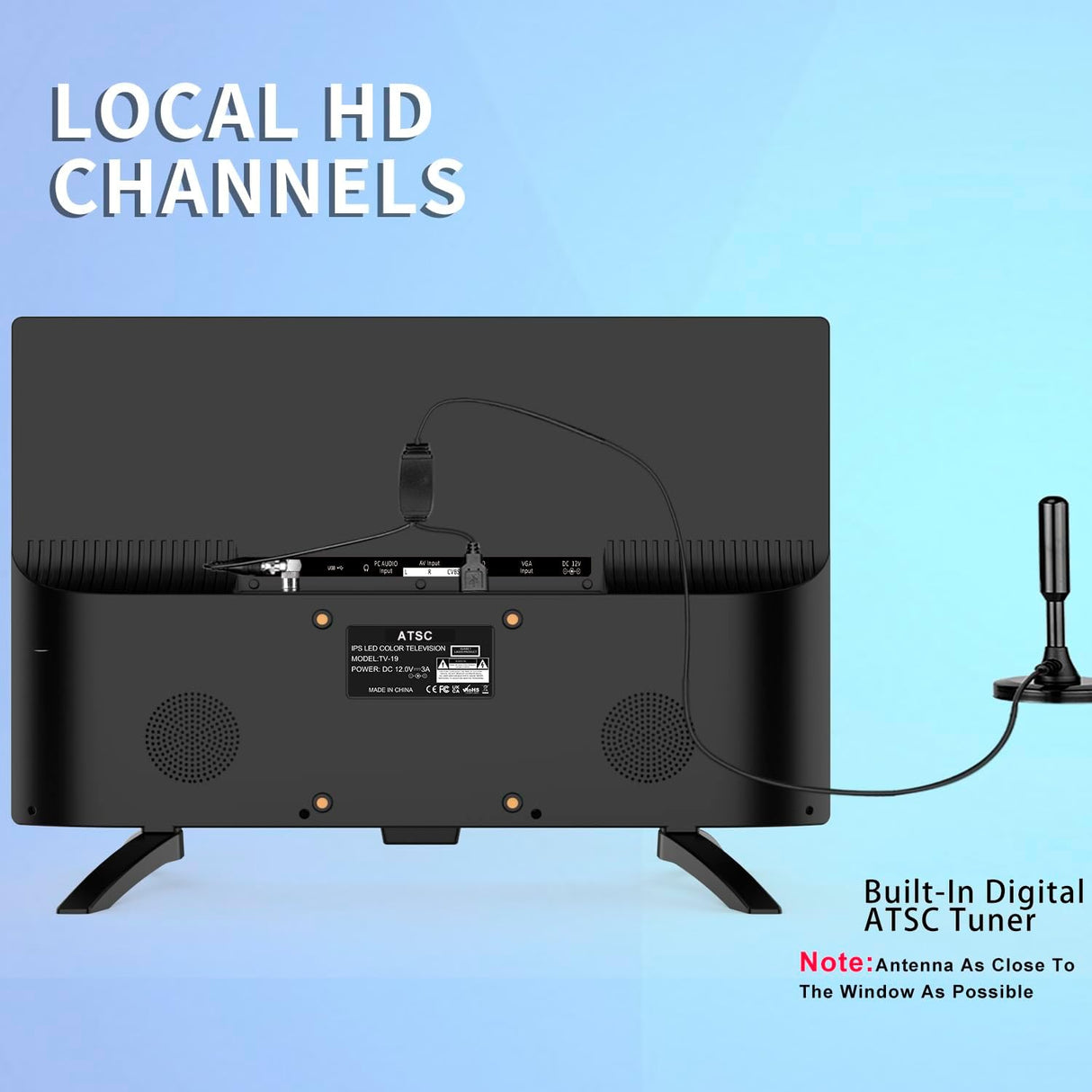 Televisor 19 FHD LED, Pantalla IPS, 12V RV, Doble Sintonizador