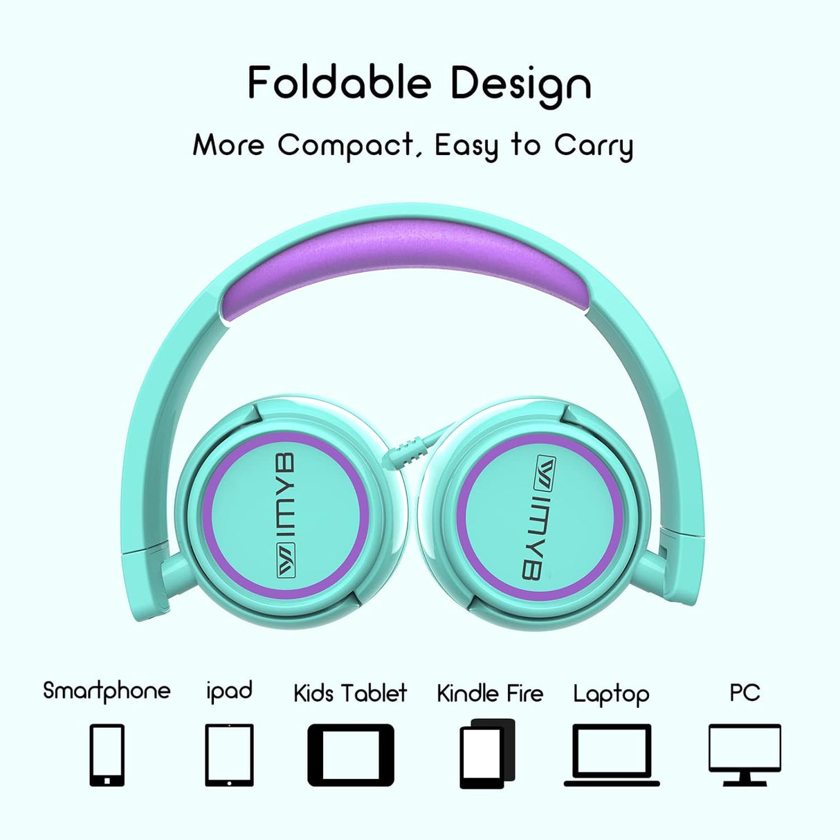 Auriculares V1 Kids, plegables, ajustables, 3.5mm, para niños