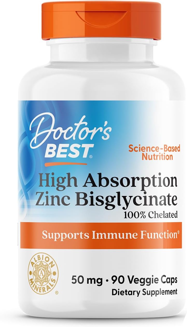 Zinc Bisglicinato Doctor's Best 50mg, 90 cápsulas