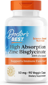 Zinc Bisglicinato Doctor's Best 50mg, 90 cápsulas