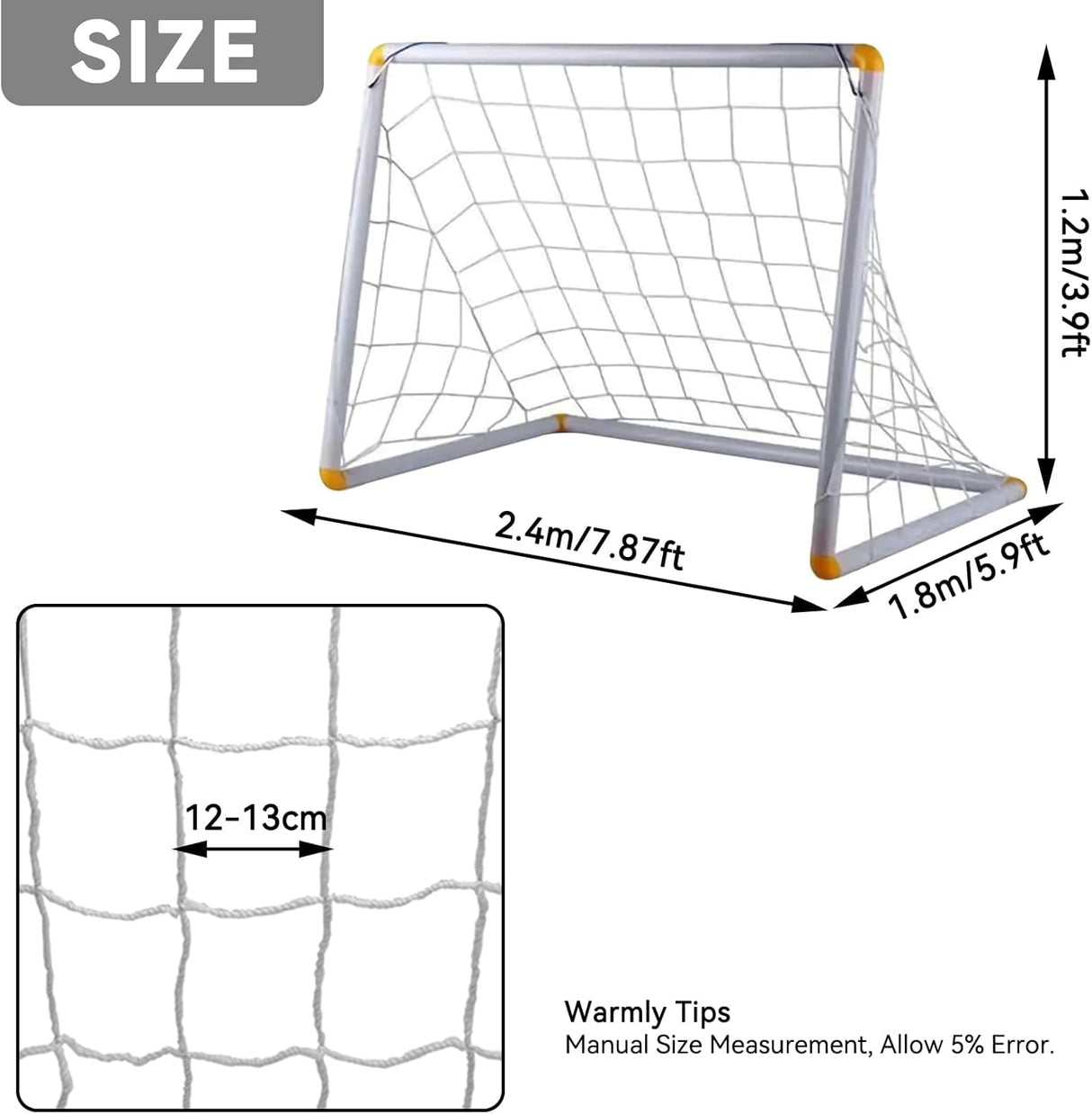 Red de fútbol para niños 12x6 pulgadas, ajustable a varios tamaños